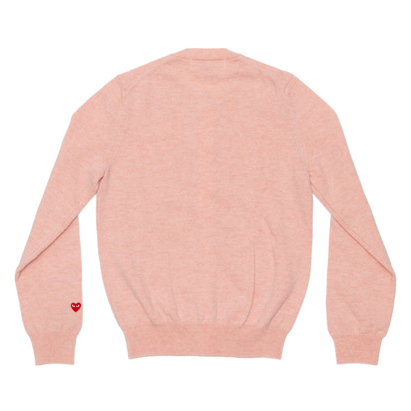 PLAY COMME des GARÇONS - Round Neck Cardigan With Red Small Emblem On Wrist - (Light Pink)