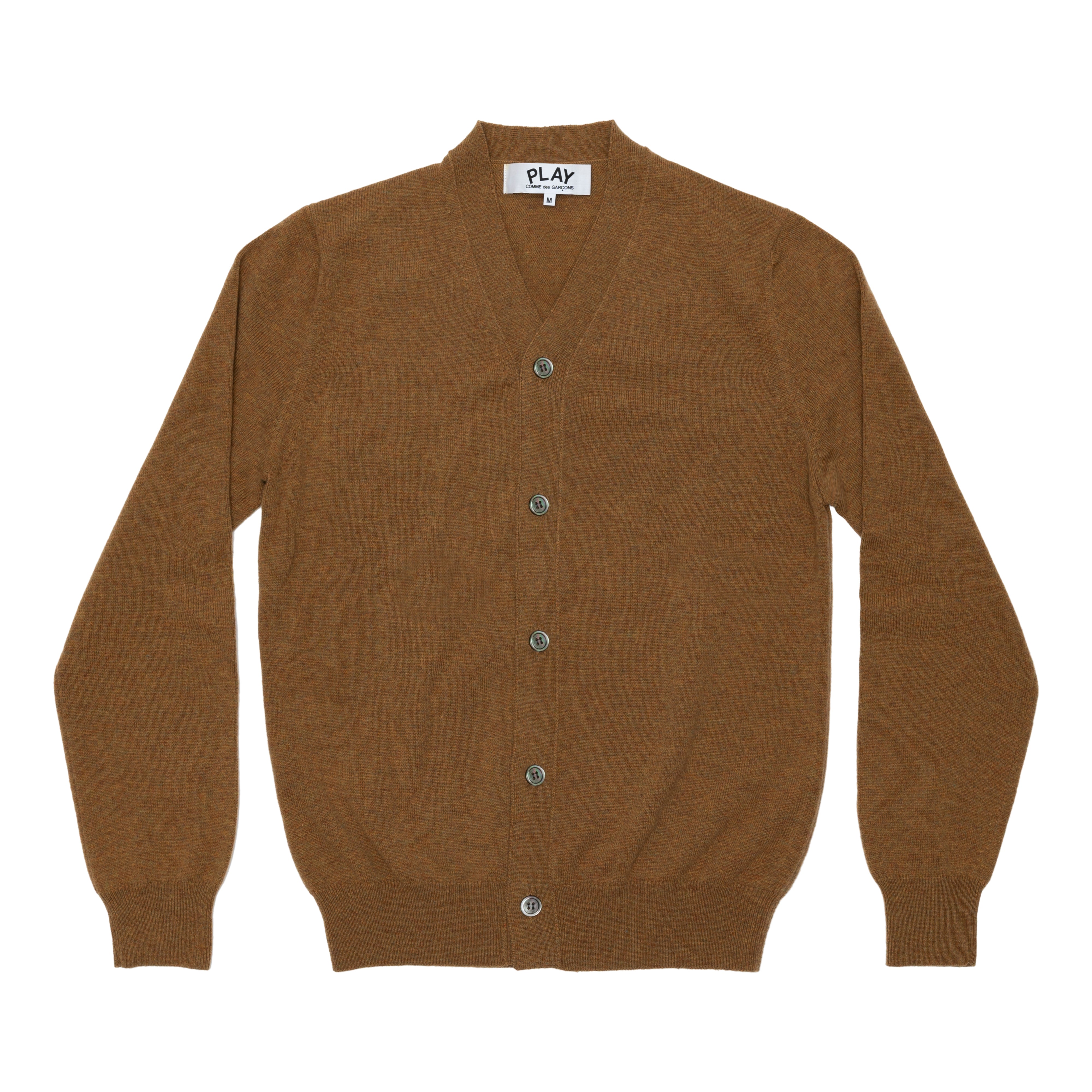 PLAY CDG : TOP DYED CARDED LAMBSWOOL MEN'S CARDIGAN (BROWN) | DSMG E-SHOP