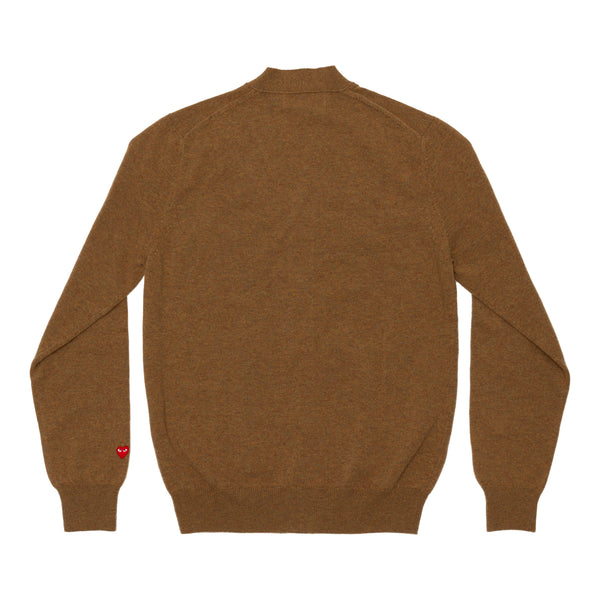 PLAY COMME des GARÇONS - V-Neck Cardigan With Red Small Emblem On Wrist - (Light Brown)