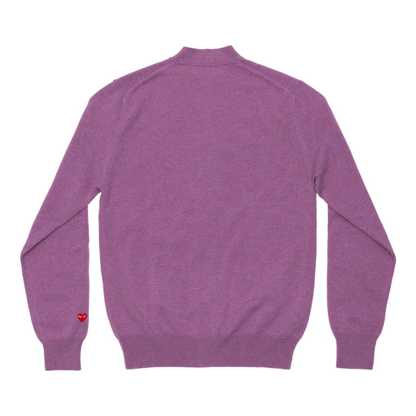 PLAY COMME des GARÇONS - V-Neck Cardigan With Red Small Emblem On Wrist - (Purple)