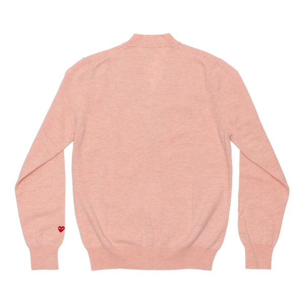 PLAY COMME des GARÇONS - V-Neck Cardigan With Red Small Emblem On Wrist - (Light Pink)