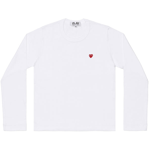 PLAY CDG - Unisex Long Sleeve T-Shirt With Small Emblem - (WHITE)