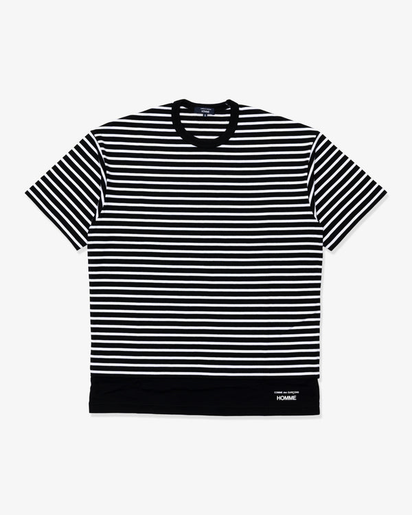 COMME des GARCONS HOMME - Cotton Compression Jersey Horizontal Stripes X Cotton Jersey Plain - (Black/White)