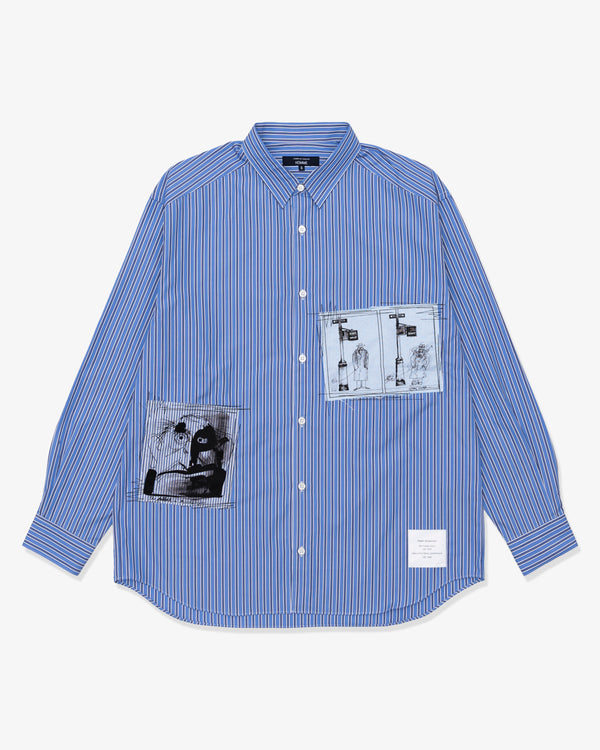 COMME des GARCONS HOMME - Cotton Stripe X Cotton Stripe/Cotton Oxford Mixralph Steadman - (Bl/Nvy/Wh
X Sax)