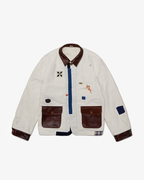 KHOKI - Vintage-Finished Work Jacket - (White)