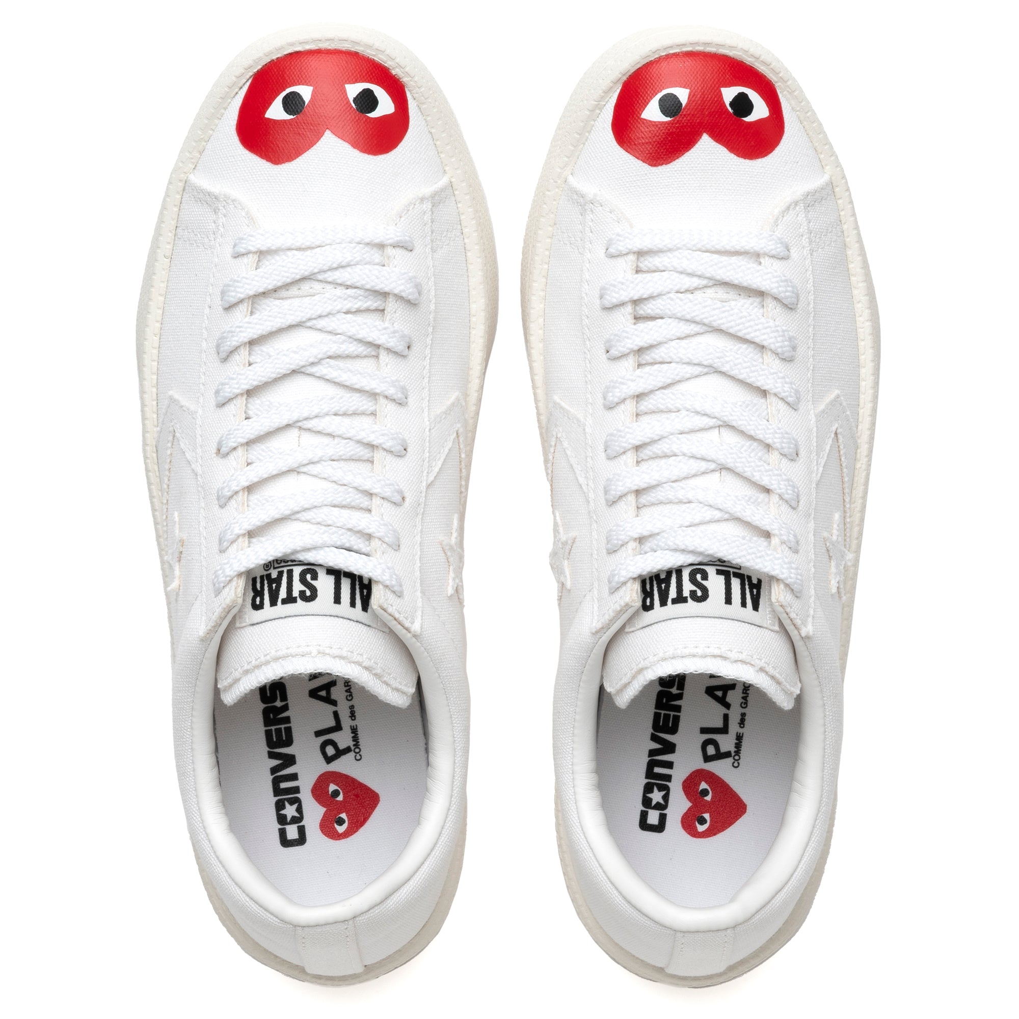 CDG PLAY Converse - Play Red Heart Pro Leather - (White) view 2