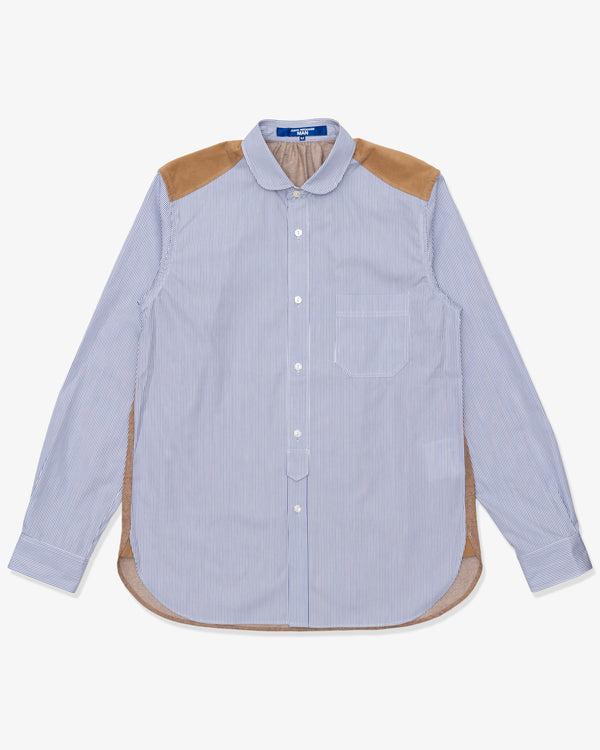 JUNYA WATANABE MAN - Cotton Stripe X Cotton Flannel - (Wh/Nv/Blu X Beige)