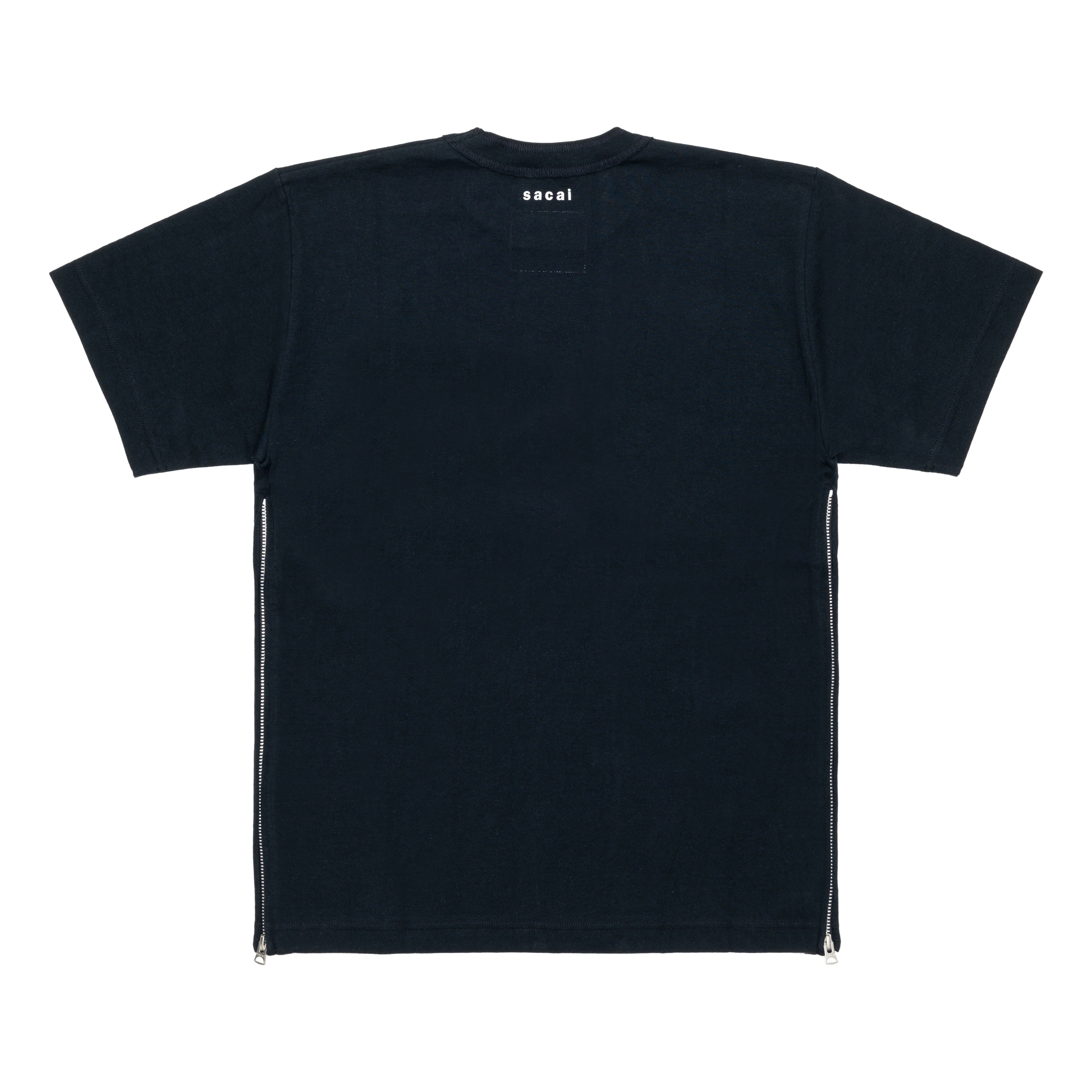 SACAI - Side Zip Cotton T-Shirt - (Navy)