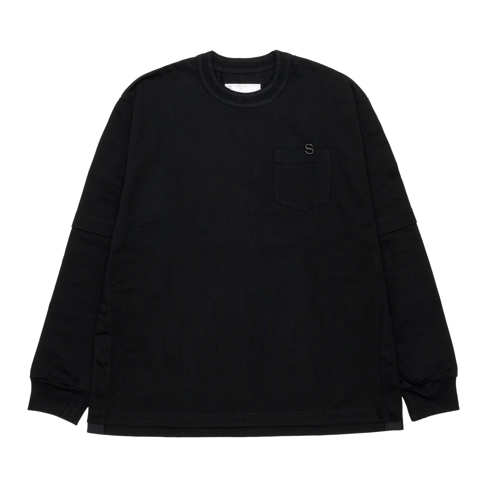 SACAI - S Cotton Jersey L/S T-Shirt - (Black) view 1