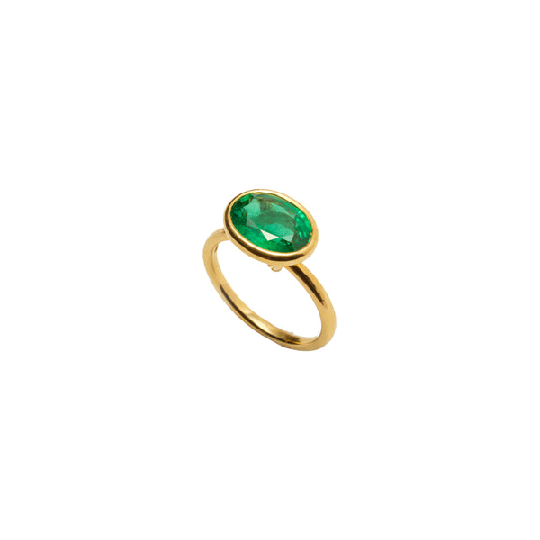 WILLIAM WELSTEAD - Natural Zambian Emerald Ring - (Yg)