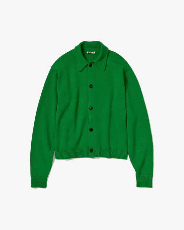 AURALEE - Super Fine Wool Knit Shirt Cardigan - (Green)