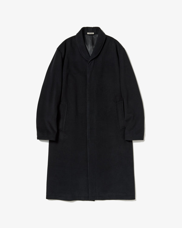 AURALEE - Super Fine Wool Mosser Shawl Collar Coat - (Black)