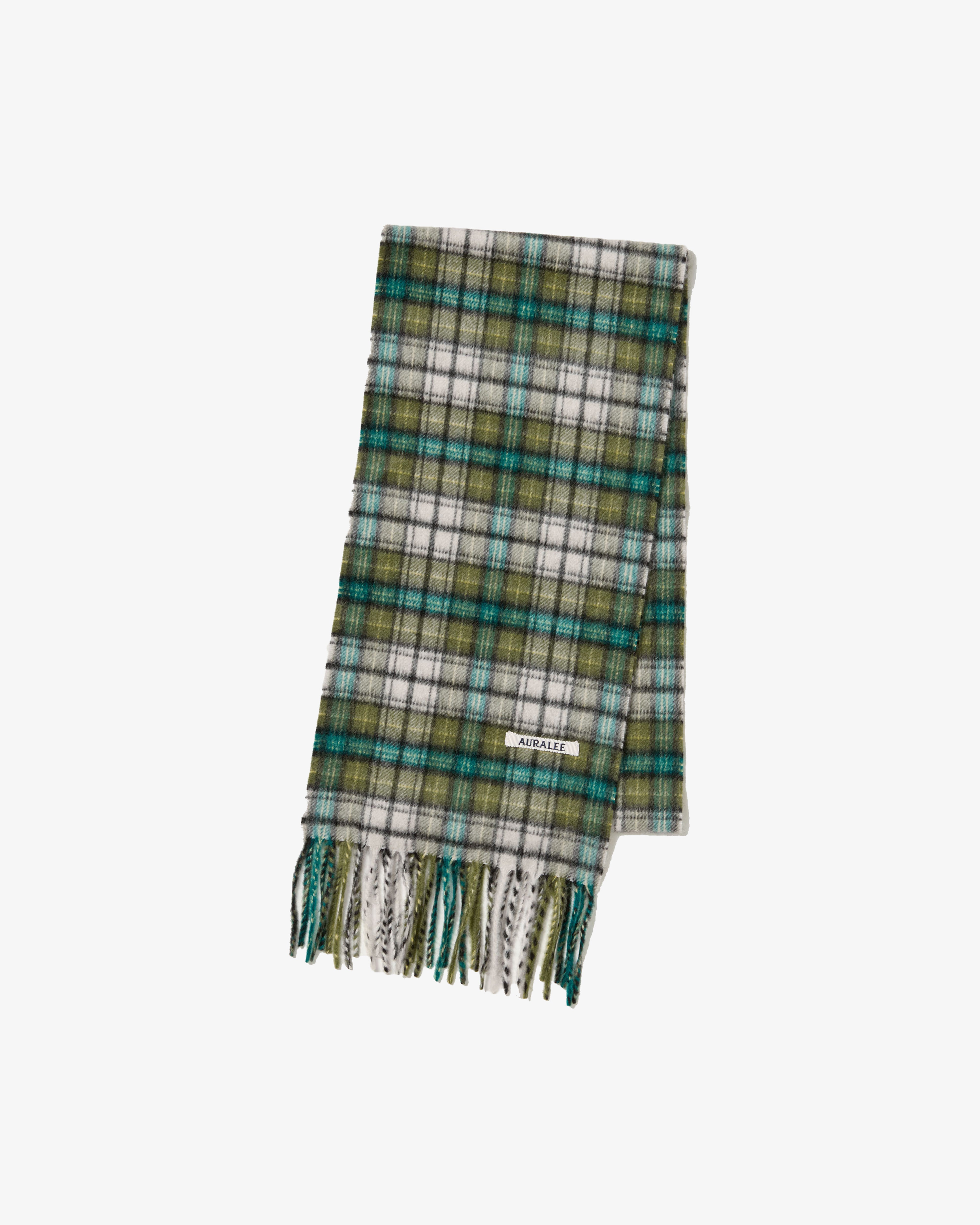 小物 AURALEE / CASHMERE CHECK STOLE AURALEE: Cashmere Check Long Stole (Moss Green Check) | DSMG E-SHOP