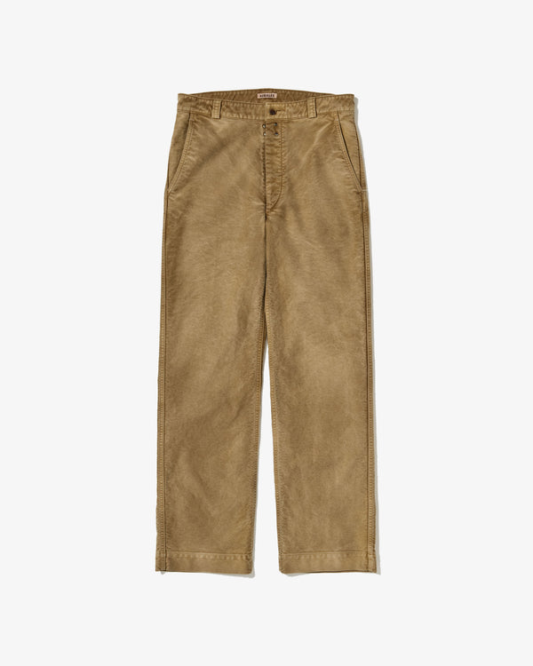 AURALEE - Garment-Dyed Organic Cotton Heavy Moleskin Pants - (Faded Brown)