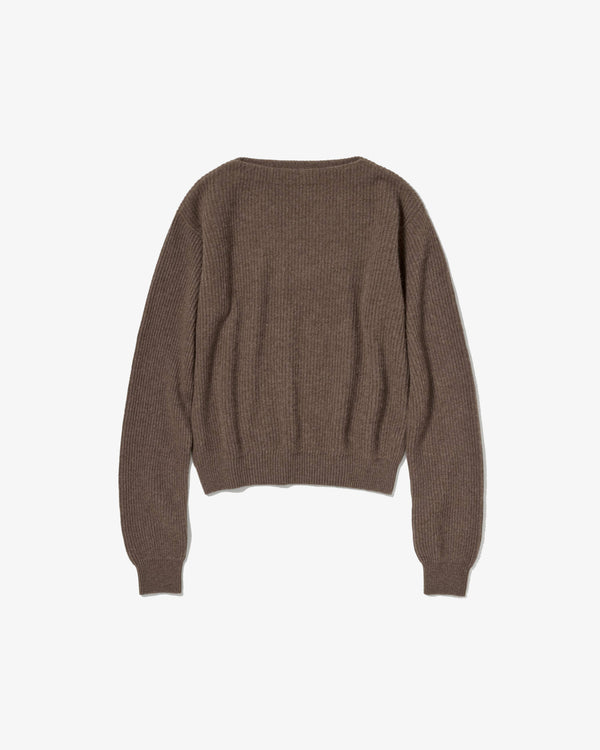 AURALEE × TEKLA - W Super Fine Wool Cashmere Rib Knit Boat Neck Sweater - (Soil Brown)