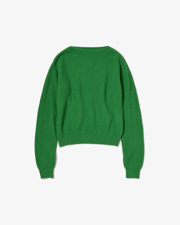 AURALEE × TEKLA - W Super Fine Wool Cashmere Rib Knit Boat Neck Sweater - (Forest Green)