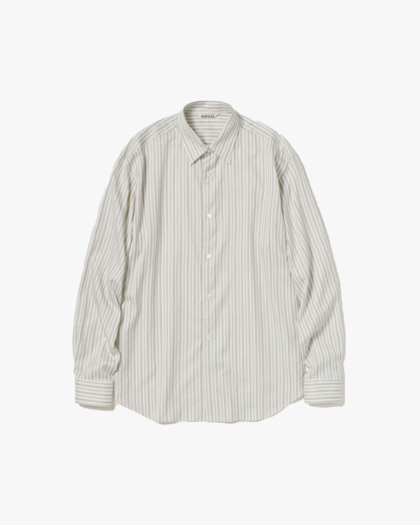 AURALEE - Cotton Silk Stripe Shirt - (Light Gray Stripe)