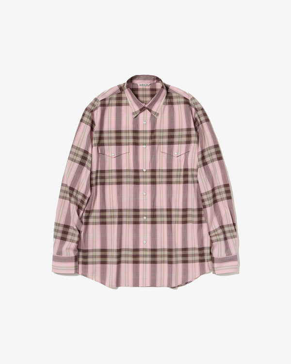 AURALEE - High Twist Cotton Silk Check Shirt - (Pink Check)