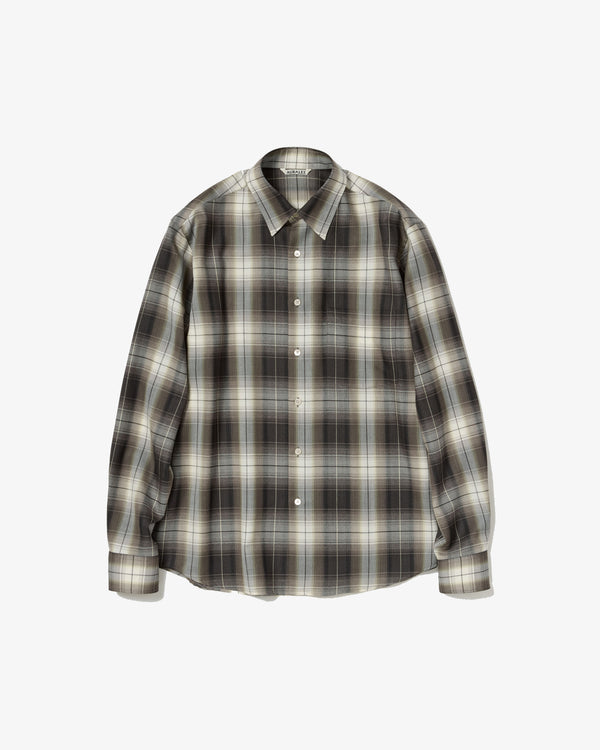 AURALEE - Super Light Wool Check Shirt - (Brown Charcoal Check)