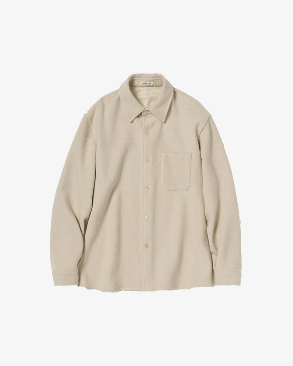 AURALEE - Homespun Tweed Shirt Blouson - (Ivory Beige)