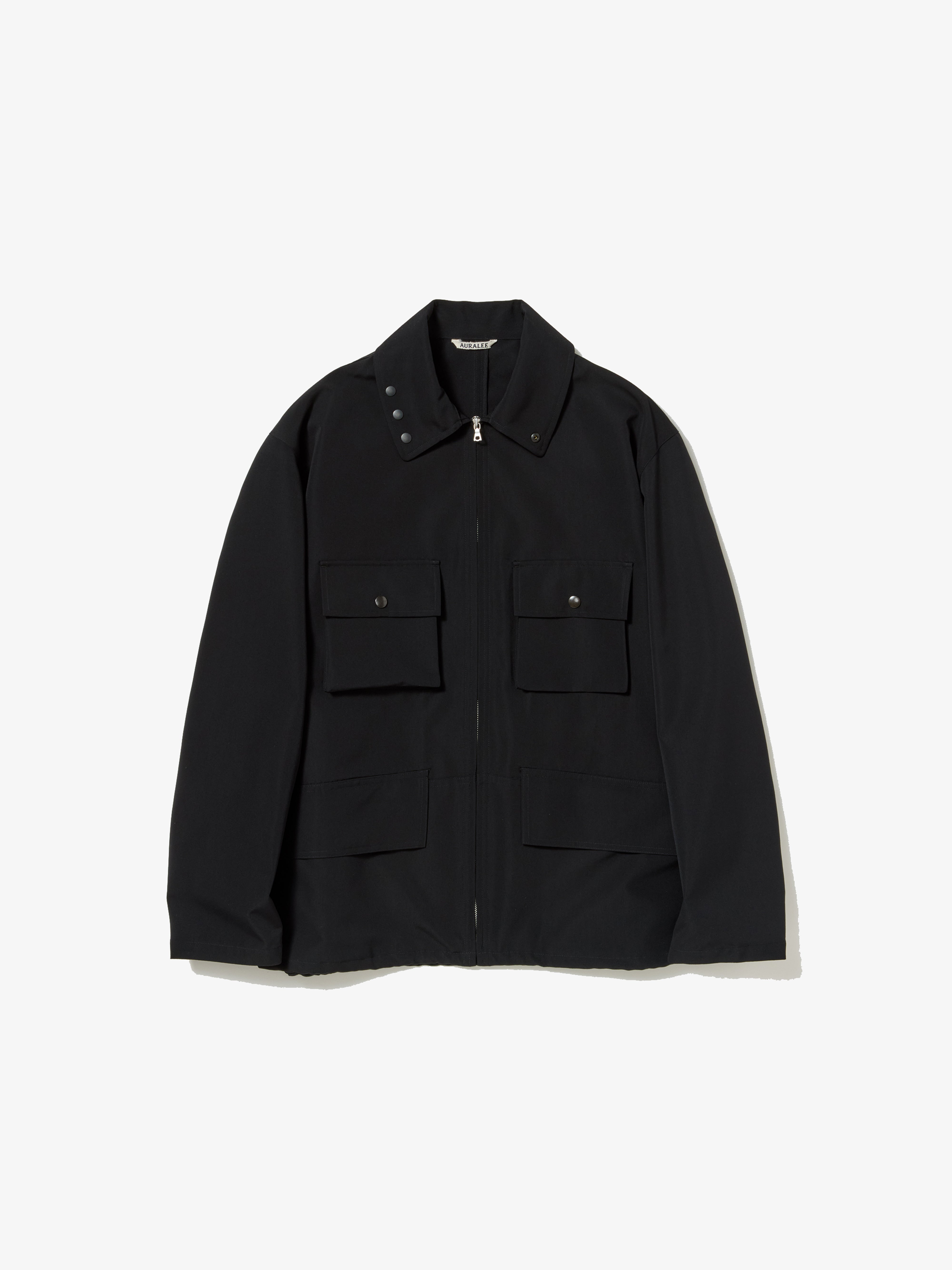 AURALEE: WOOL MAX CANVAS BLOUSON (BLACK) | DSMG E-SHOP