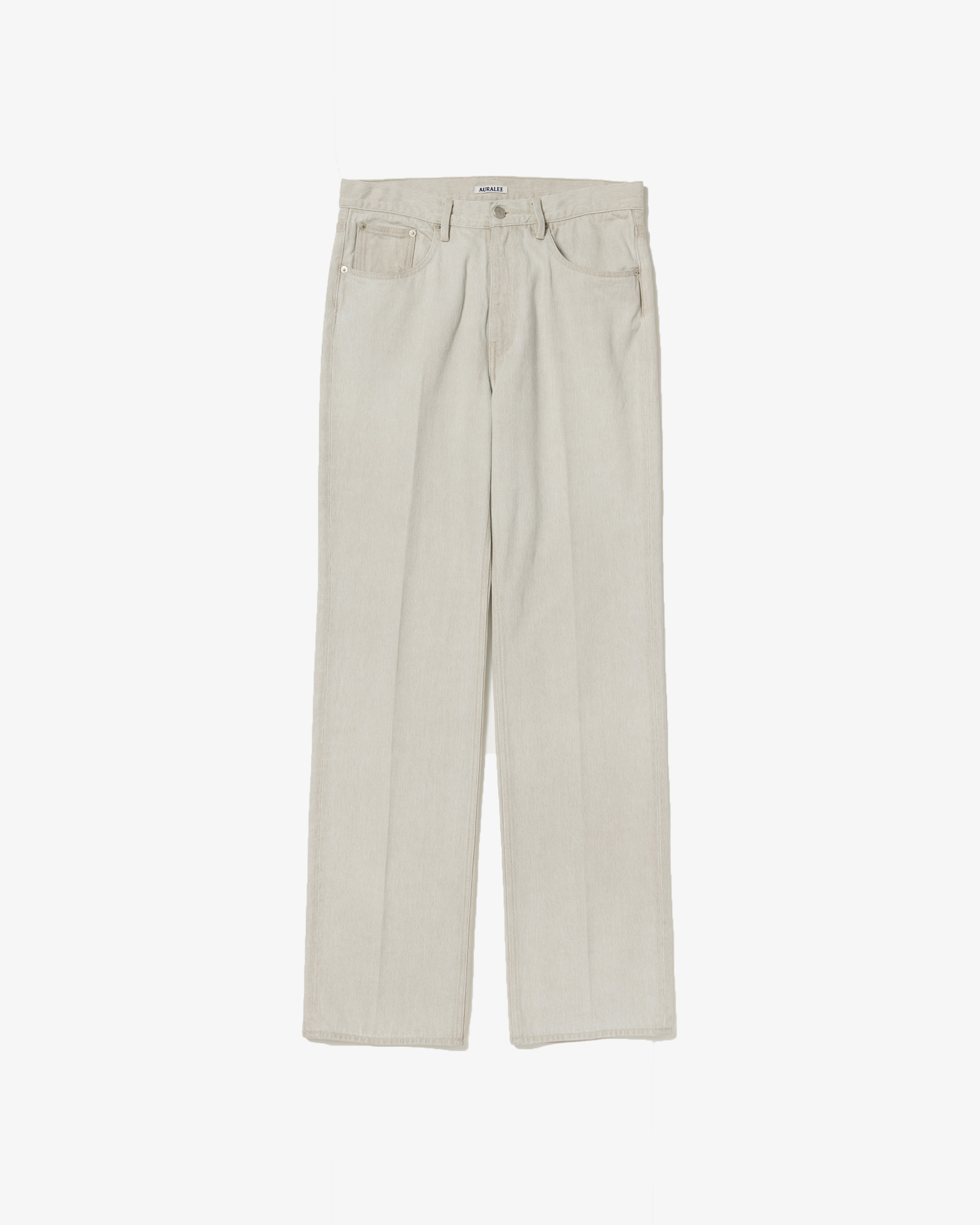 AURALEE: FADED HARD TWIST BROWN DENIM 5P PANTS (LIGHT GRAY) | DSMG