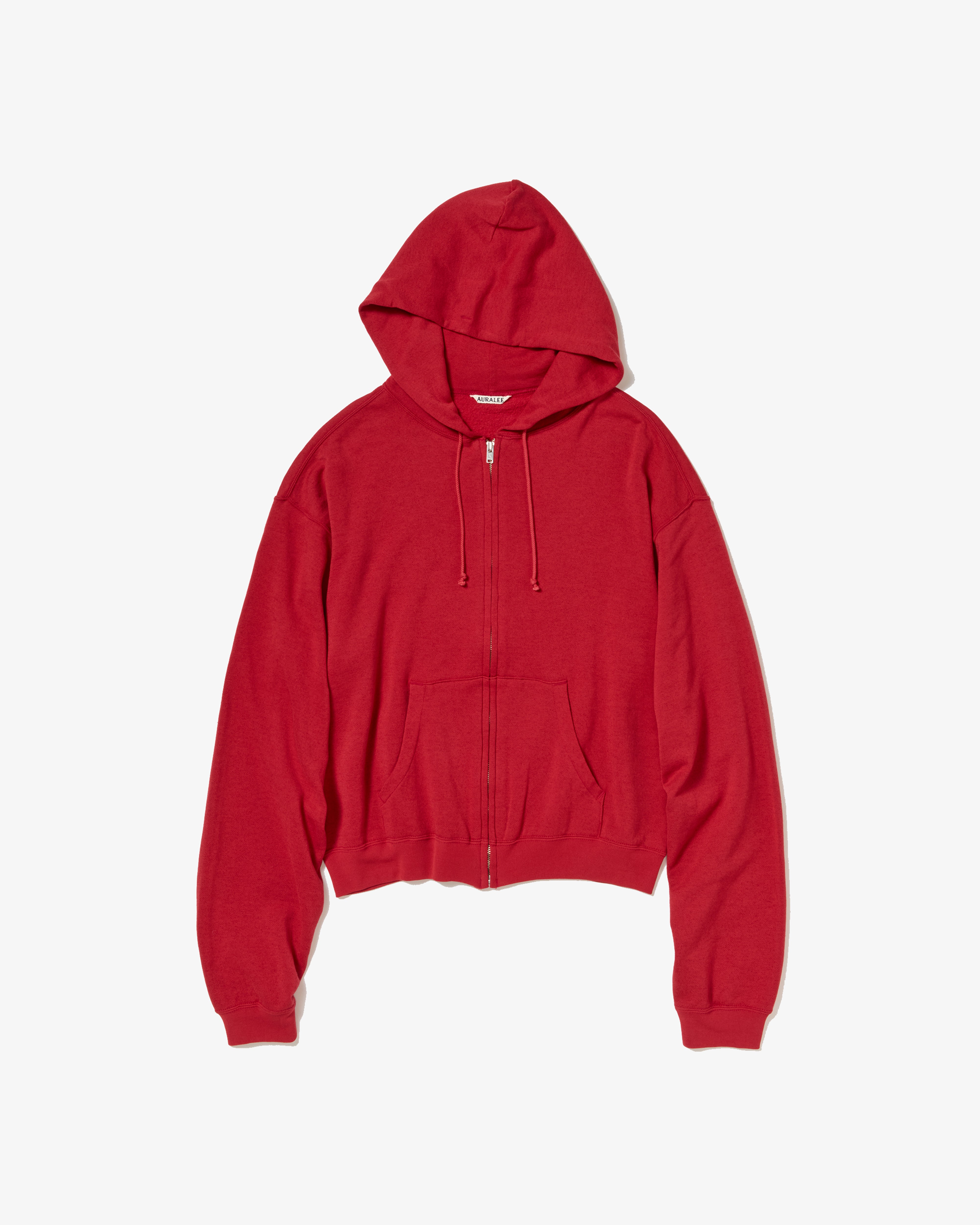 AURALEE: HIGH TWIST LIGHT SWEAT ZIP PARKA (RED) | DSMG E-SHOP