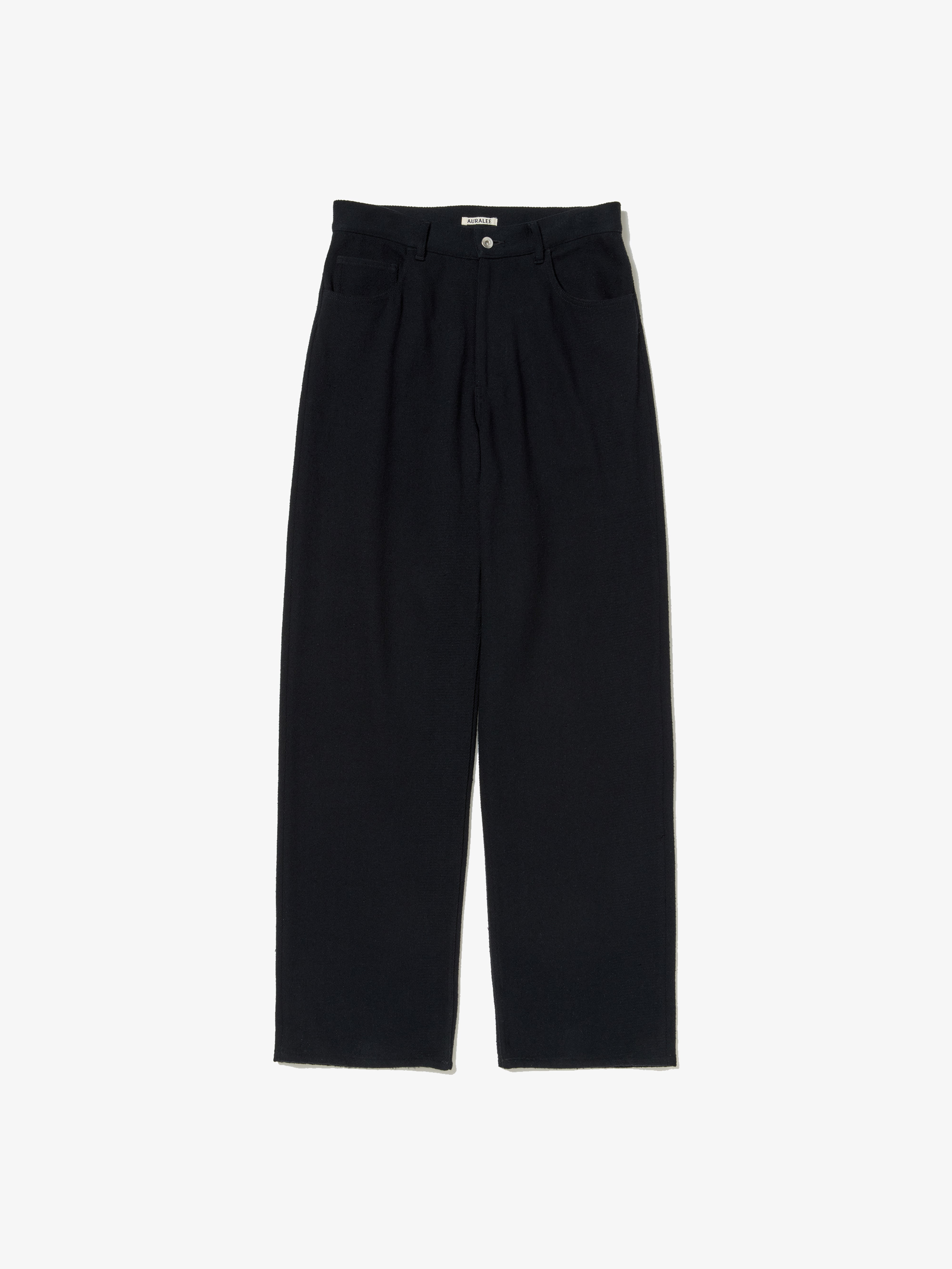 AURALEE: SILK NEP DENIM 5P WIDE PANTS (BLACK) | DSMG E-SHOP