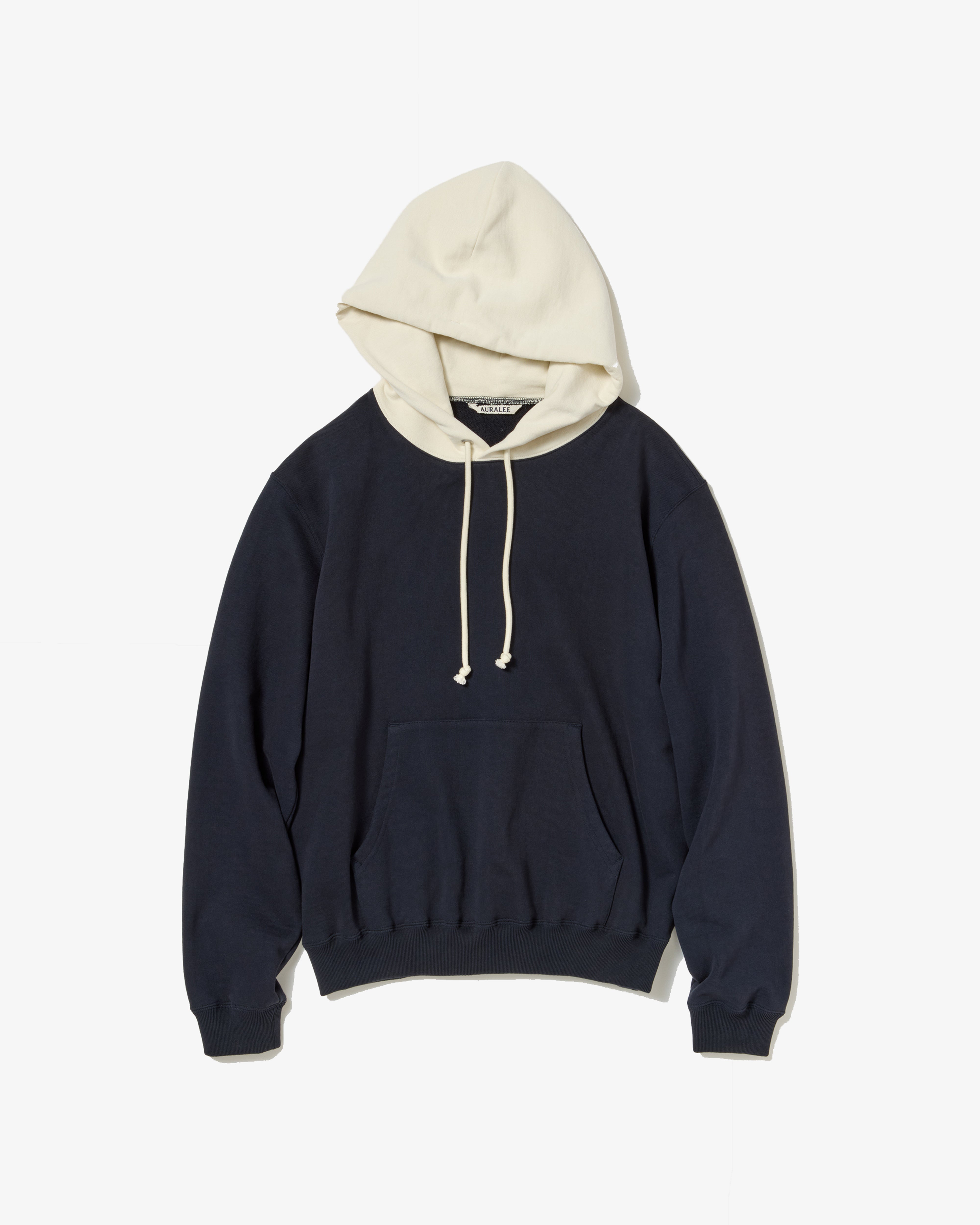 AURALEE: SMOOTH SOFT BD SWEAT P/O PARKA (DARK NAVY X SMOKY WHITE