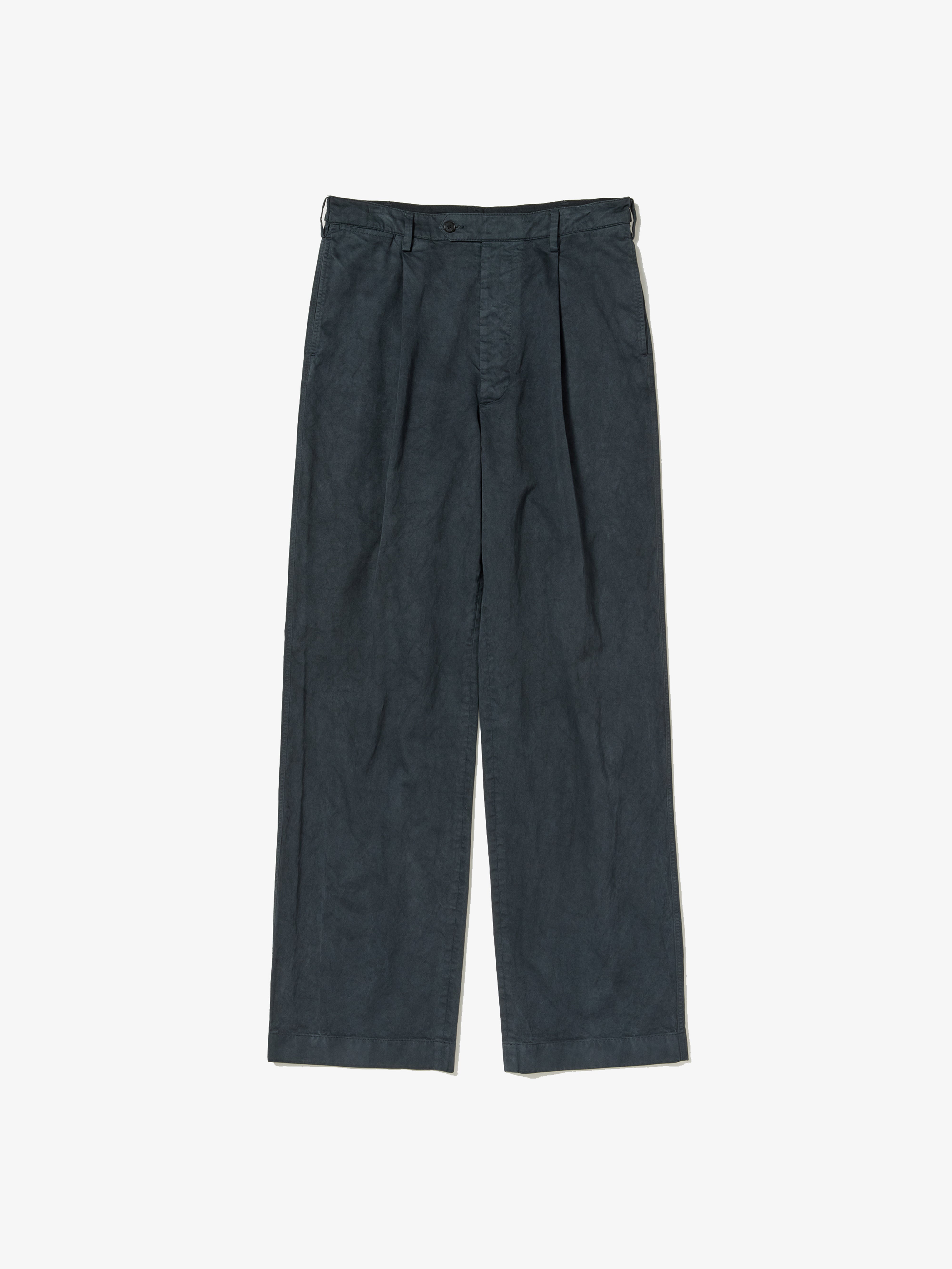 AURALEE: GARMENT-DYED FINX LIGHT CHINO ONE-TUCK WIDE PANTS (BLACK