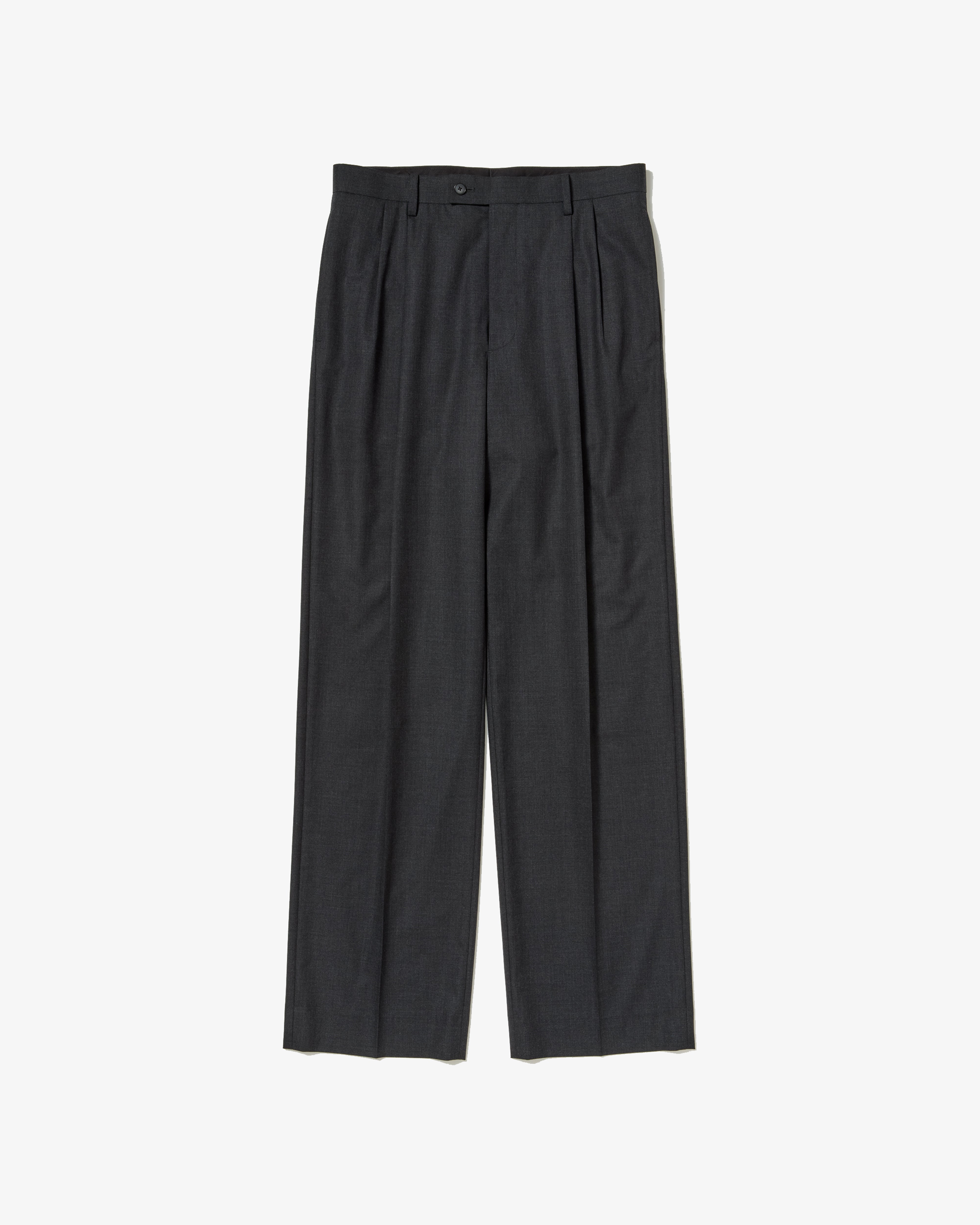 AURALEE: ULTRA FINE TROPICAL WOOL TWO-TUCK SLACKS (TOP CHARCOAL