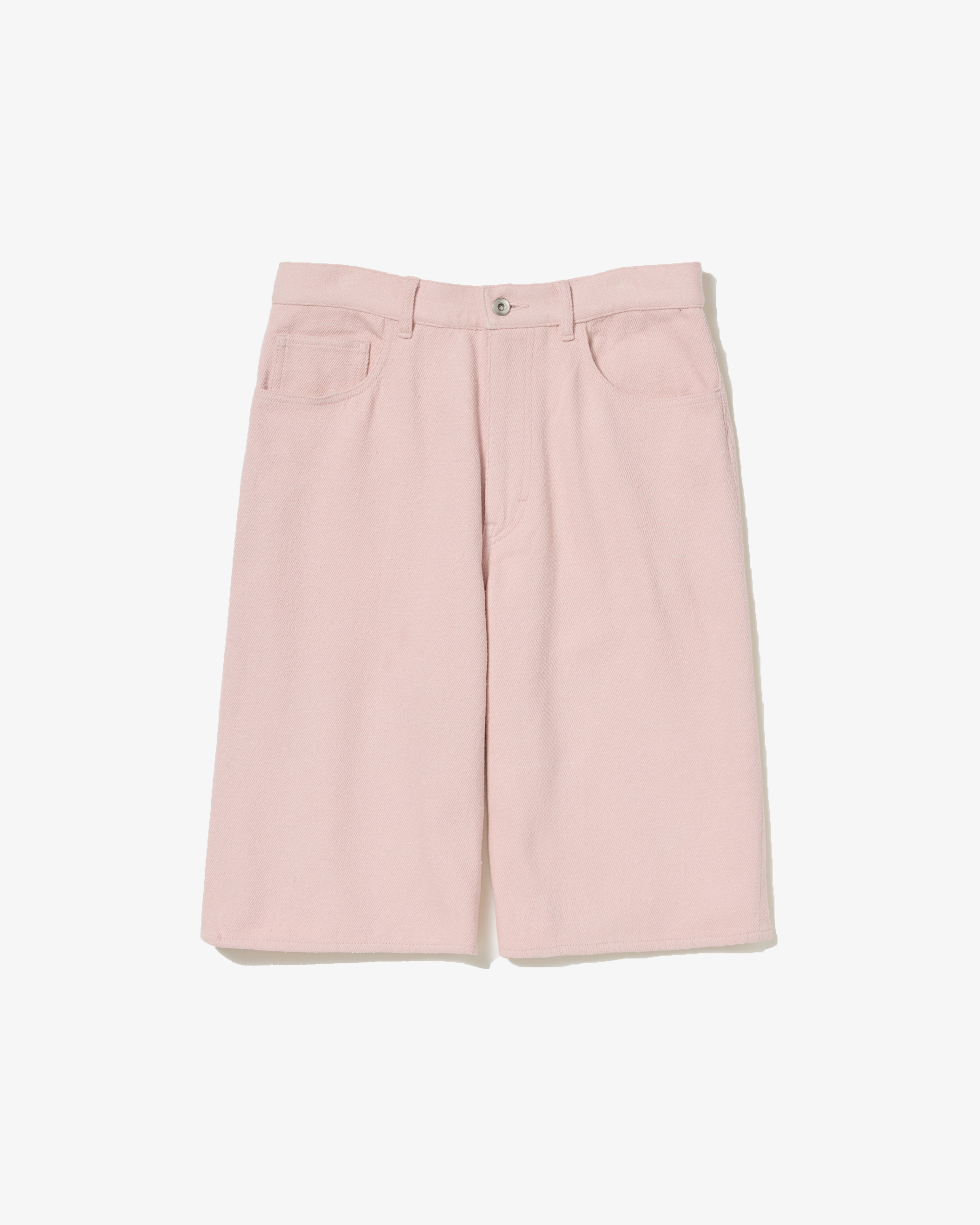 AURALEE: SILK NEP DENIM 5P WIDE SHORTS (DUSTY PINK) | DSMG E-SHOP