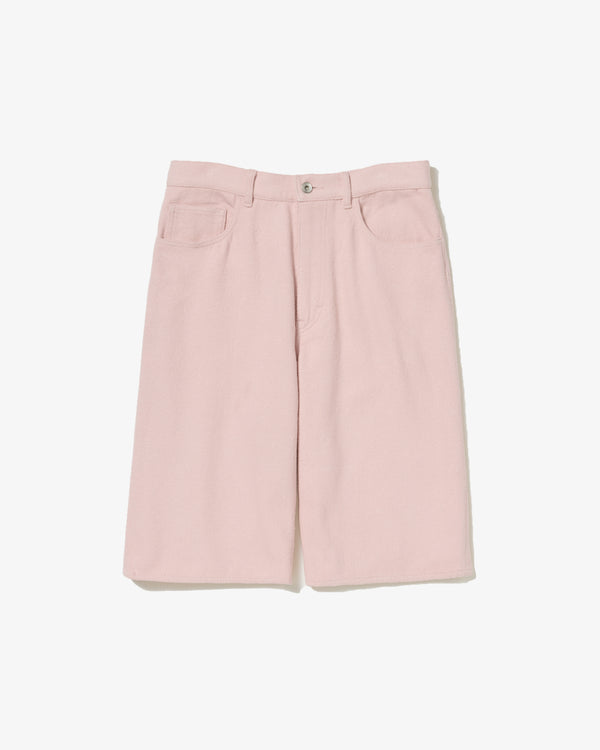 AURALEE - SILK NEP DENIM 5P WIDE SHORTS - (DUSTY PINK)