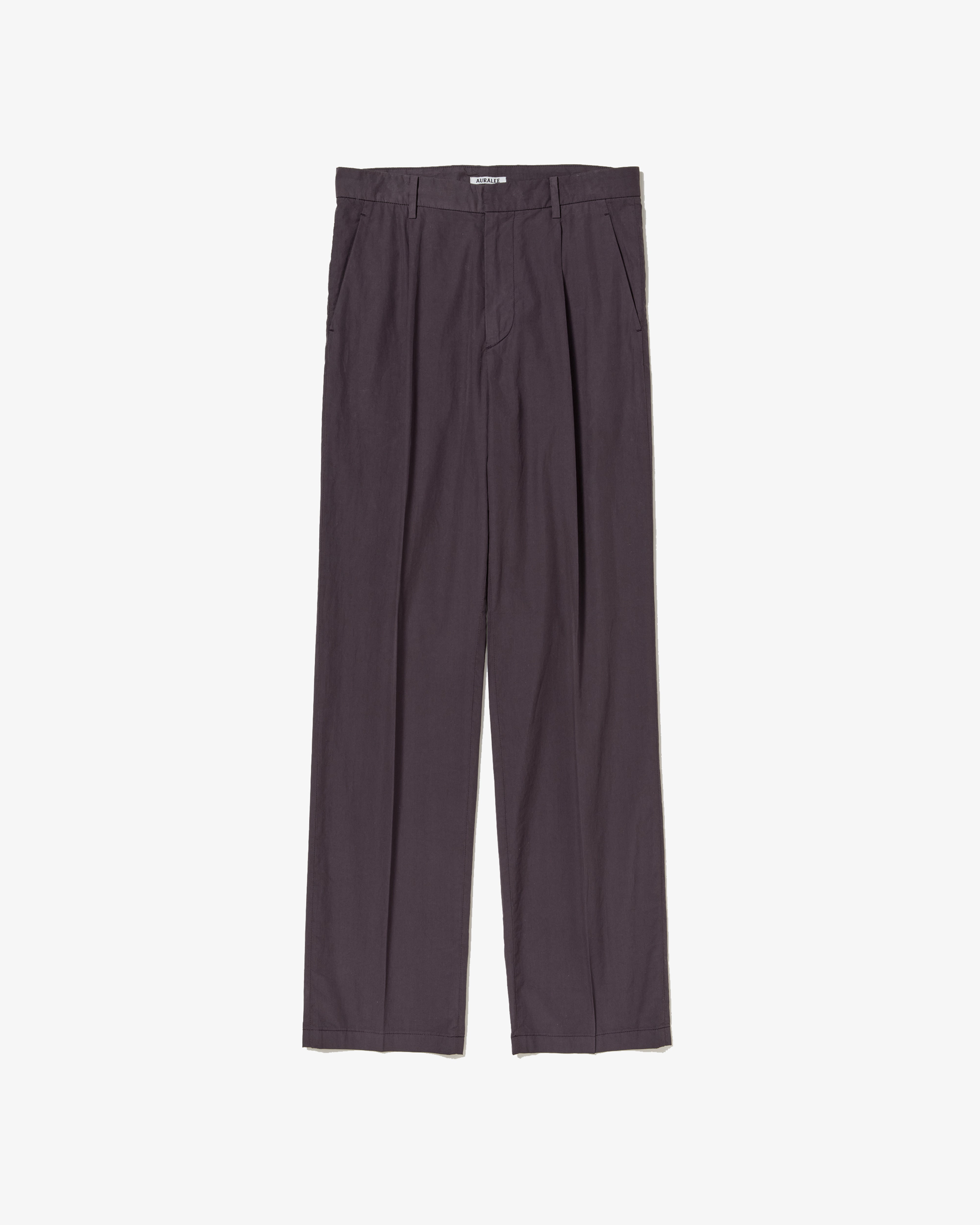 AURALEE: GARMENT-DYED FINX SHUTTLE WEATHER ONE-TUCK SLACKS (DARK