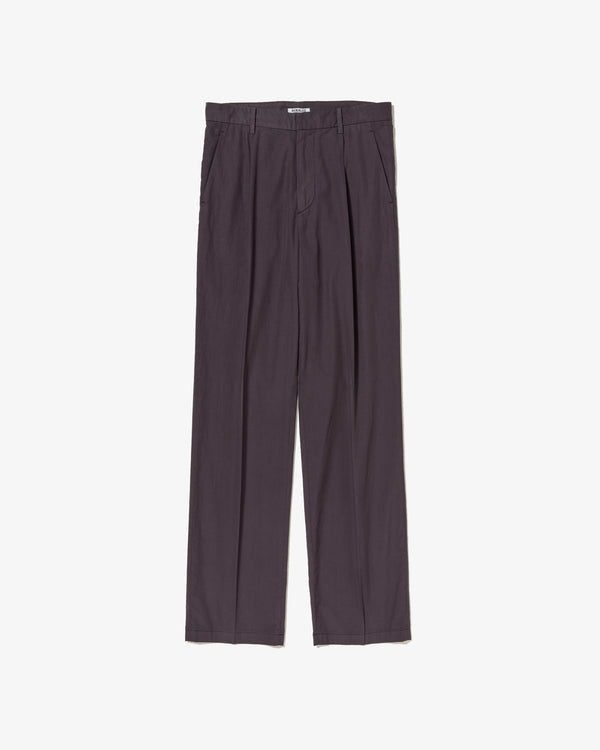 AURALEE - GARMENT-DYED FINX SHUTTLE WEATHER ONE-TUCK SLACKS - (DARK BROWN)