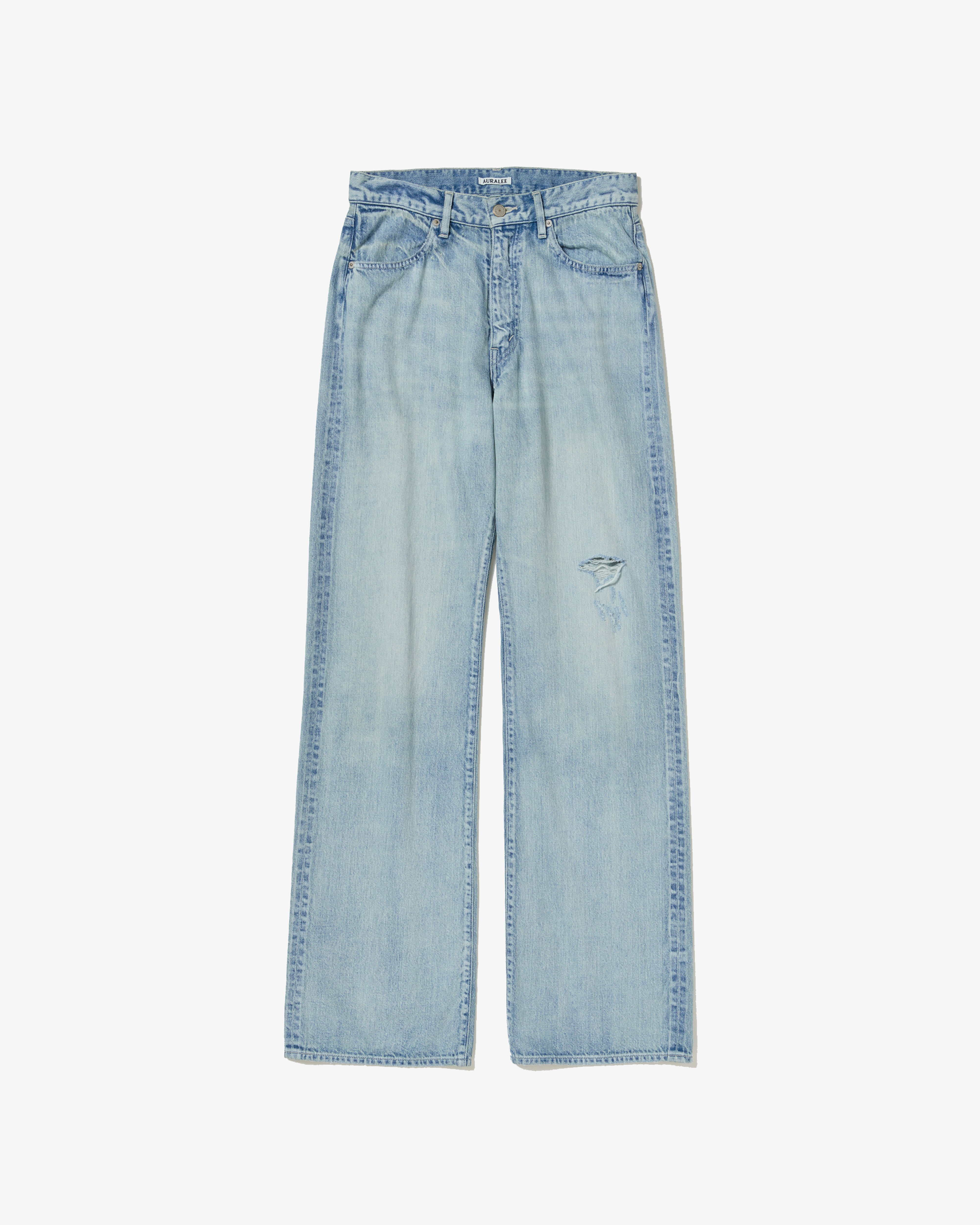 AURALEE selvedge faded light denim サイズ0 AURALEE: FADED SELVEDGE LIGHT DENIM PANTS (LIGHT INDIGO) | DSMG E-SHOP