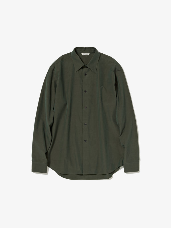 AURALEE - WASHED FINX WEATHER CHAMBRAY SHIRT - (DARK OLIVE)