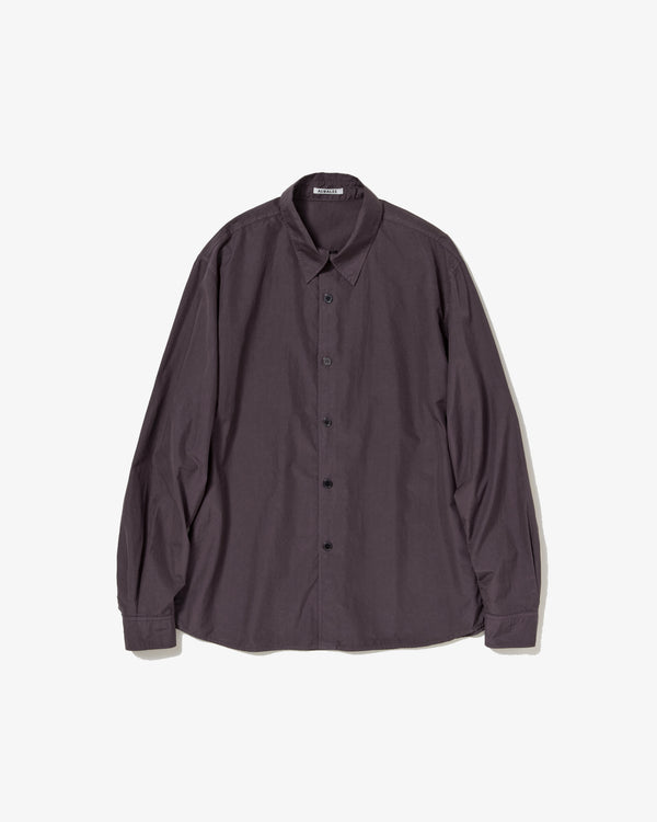 AURALEE - GARMENT-DYED FINX SHUTTLE WEATHER SHIRT - (DARK BROWN)