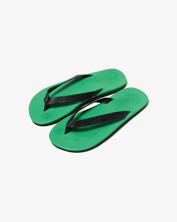 AURALEE - SOFT LEATHER FLIP-FLOPS - (GREEN X BLACK)