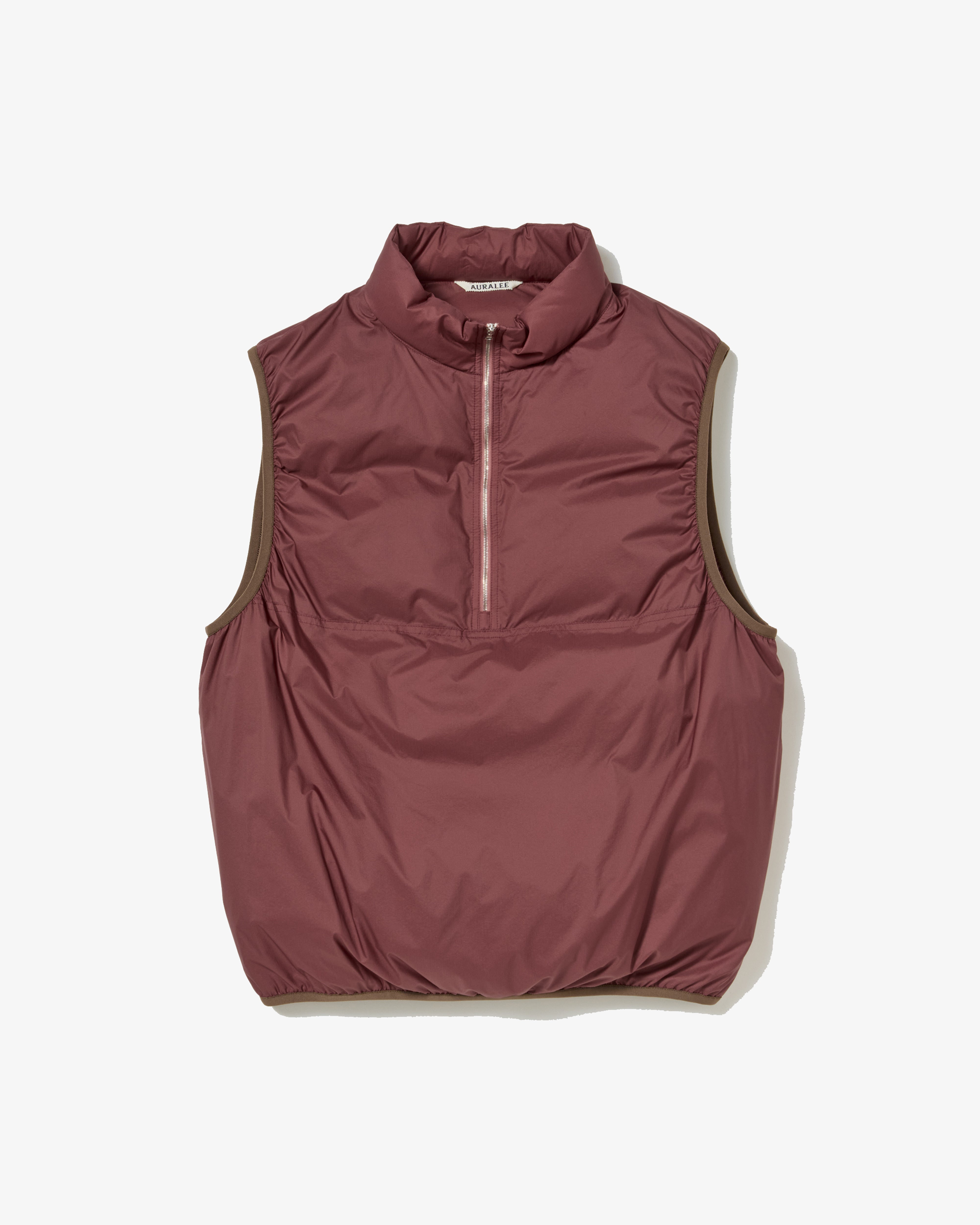 AURALEE: SUPER LIGHT NYLON RIPSTOP DOWN P/O VEST (BURGUNDY) | DSMG AURALEE: SUPER LIGHT NYLON RIPSTOP DOWN P/O VEST (BURGUNDY) | DSMG