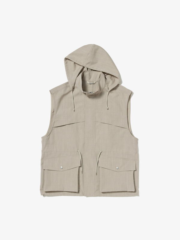 AURALEE - WOOL MAX CANVAS OVER VEST - (TOP GRAY BEIGE)