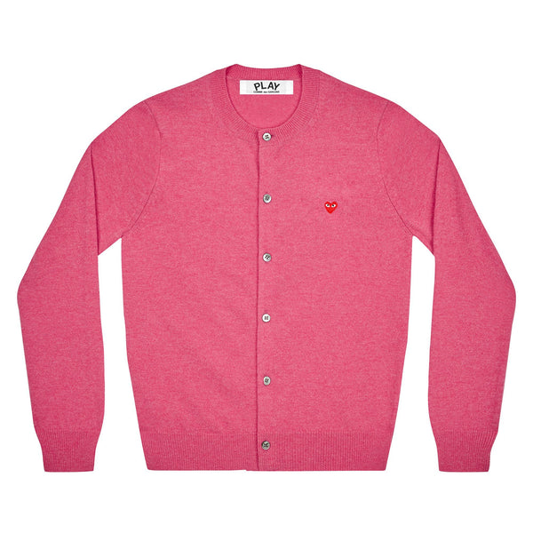 PLAY CDG - LADIES' CARDIGAN WITH SMALL RED HEART - (PINK)