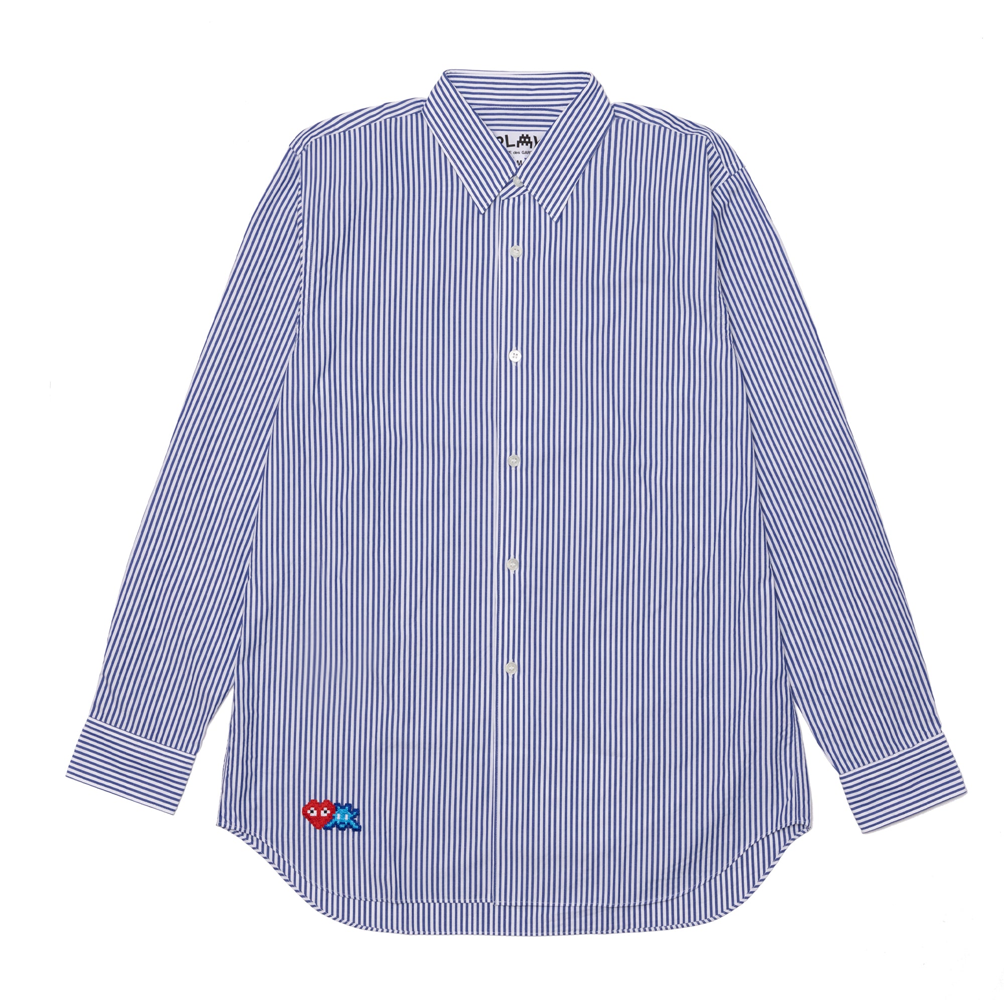 PLAY CDG - INVADER Emblem Cotton Broad Shirt - (Stripe A) view 1