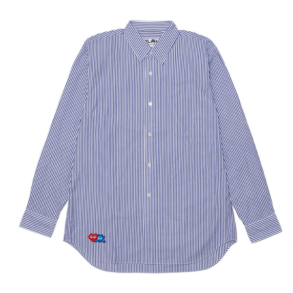 PLAY CDG - INVADER Emblem Cotton Broad Shirt - (Stripe A)