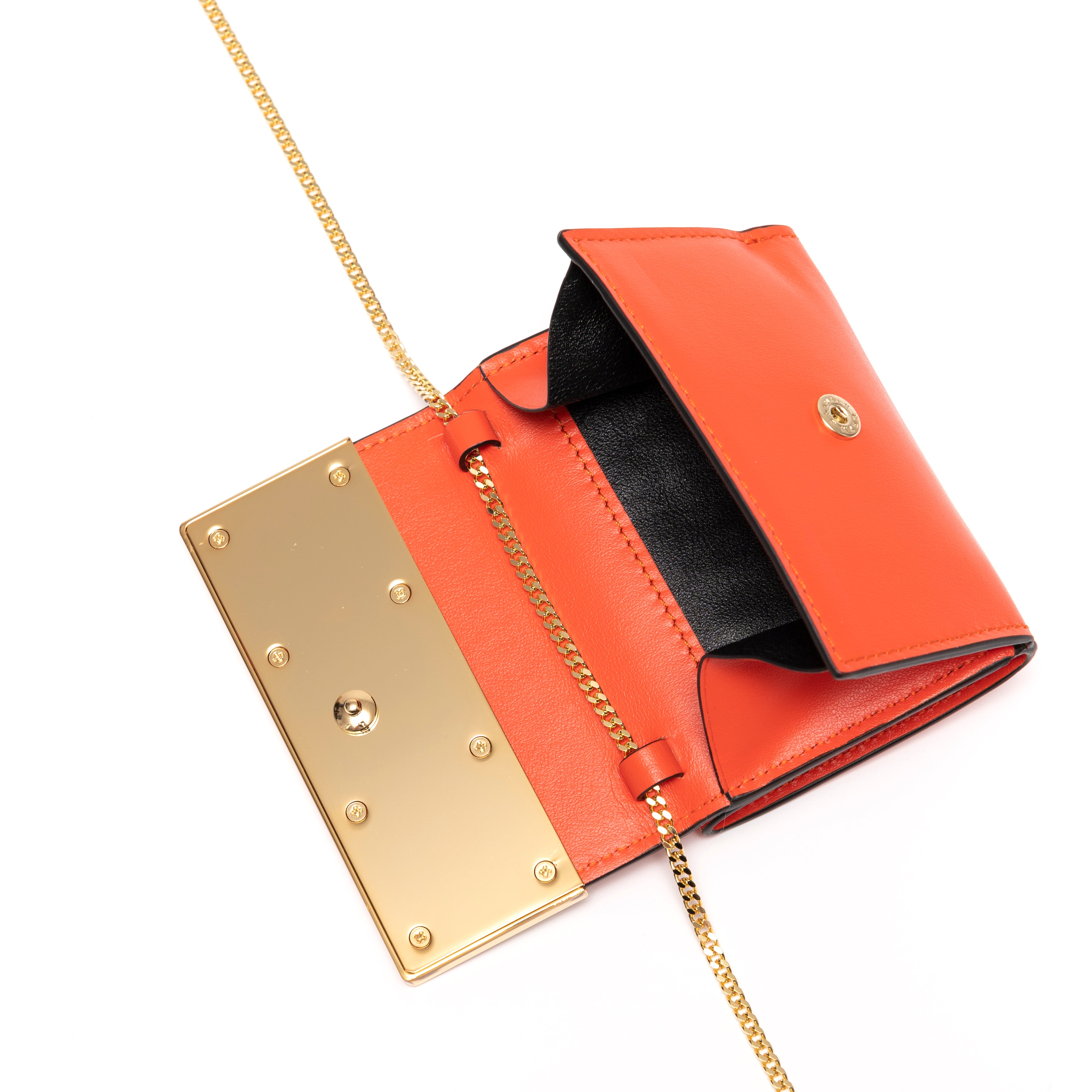 SACAI - WOMENS PRE HELF METAL TRIFOLD WALLET - (ORANGE) – DSMG E-SHOP