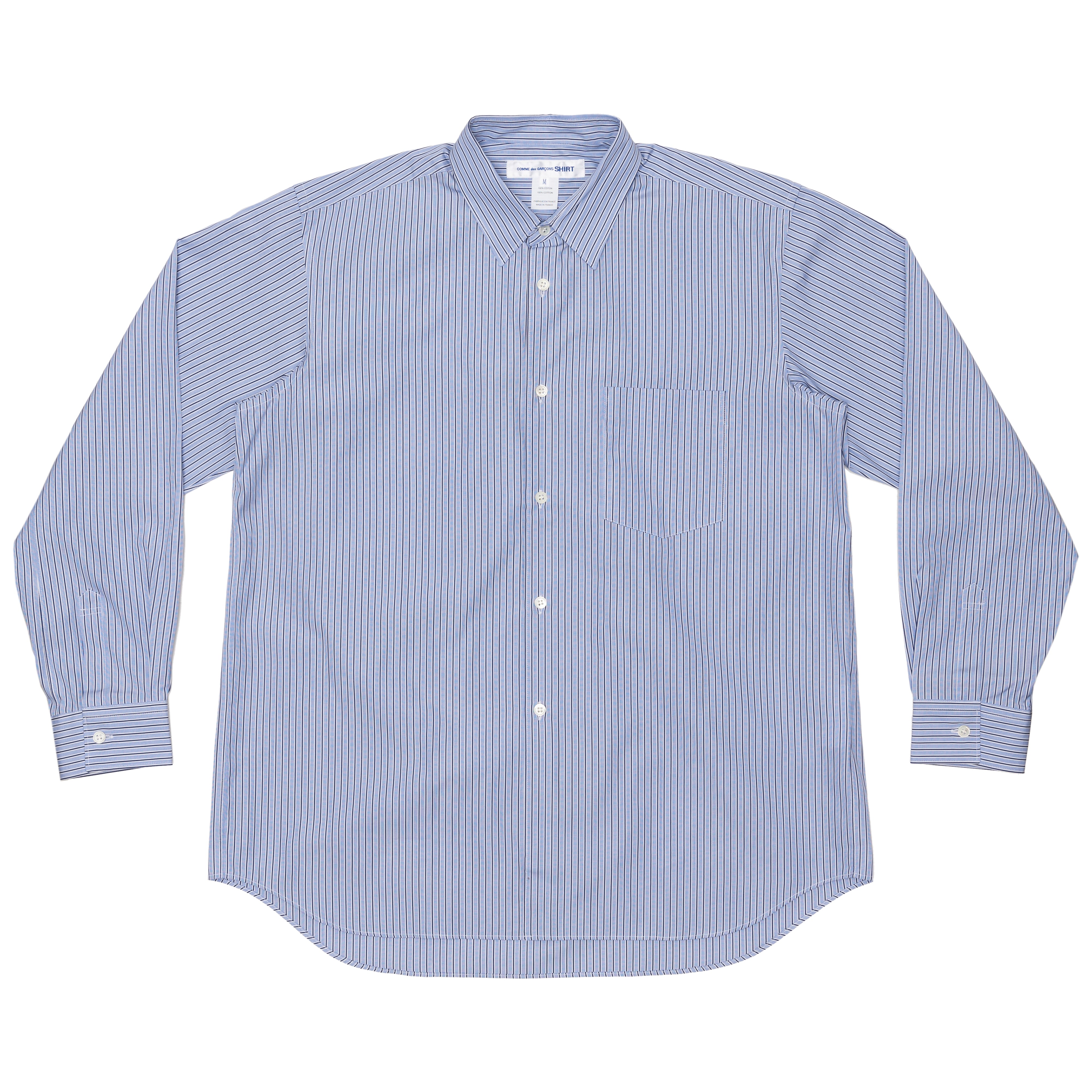 CDG SHIRT FOREVER: Wide Classic Yarn Dyed Cotton Poplin Shirt 