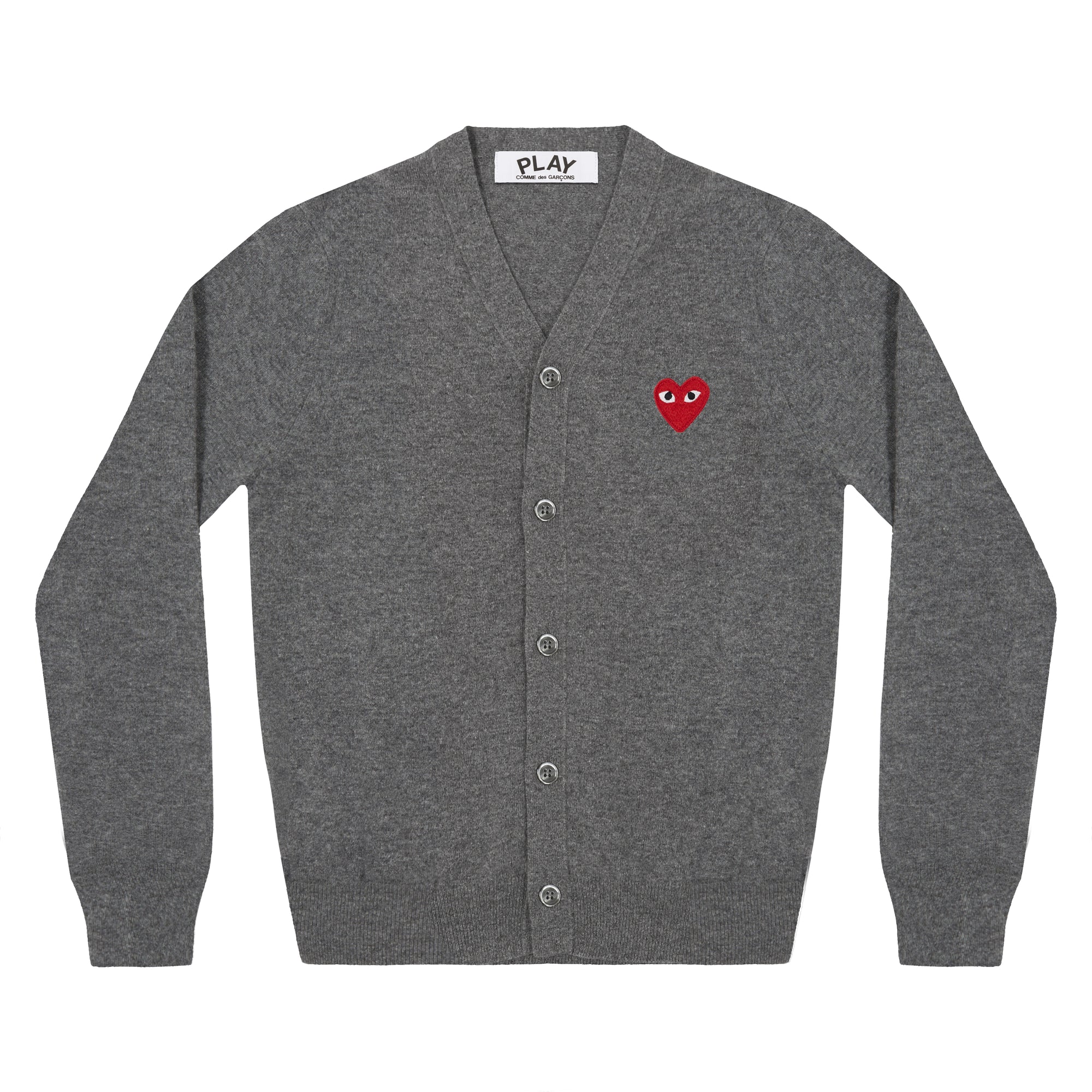 PLAY CDG - RED HEART MEN'S CARDIGAN - (GREY) view 1