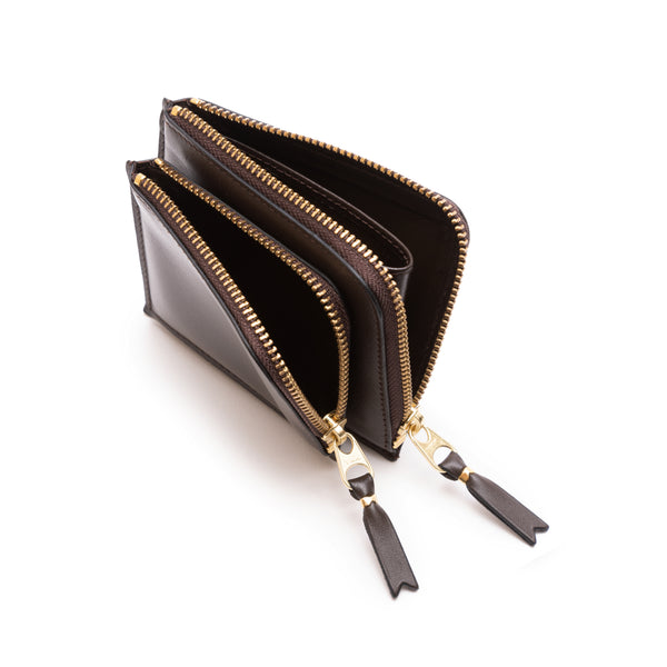 CDG WALLET - Outside Pocket L Zip Wallet - (Brown)