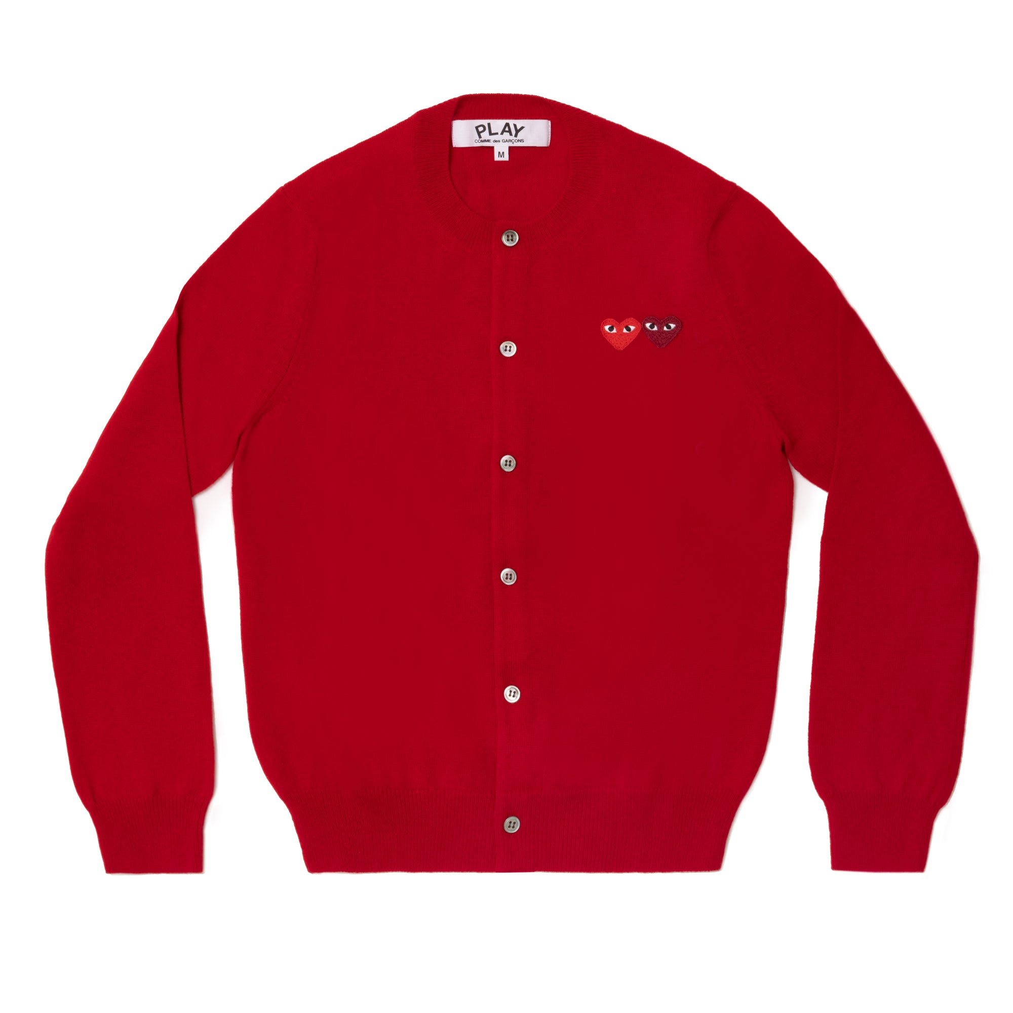 PLAY CDG - DOUBLE HEART LADIES' CARDIGAN - (RED) view 1