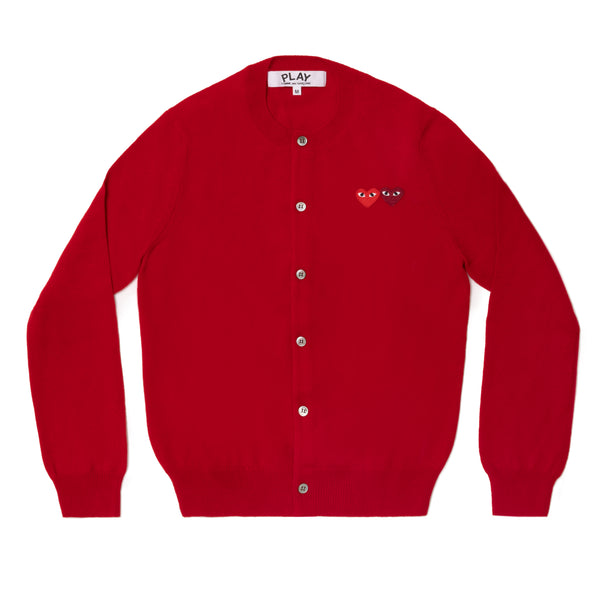 PLAY CDG - DOUBLE HEART LADIES' CARDIGAN - (RED)